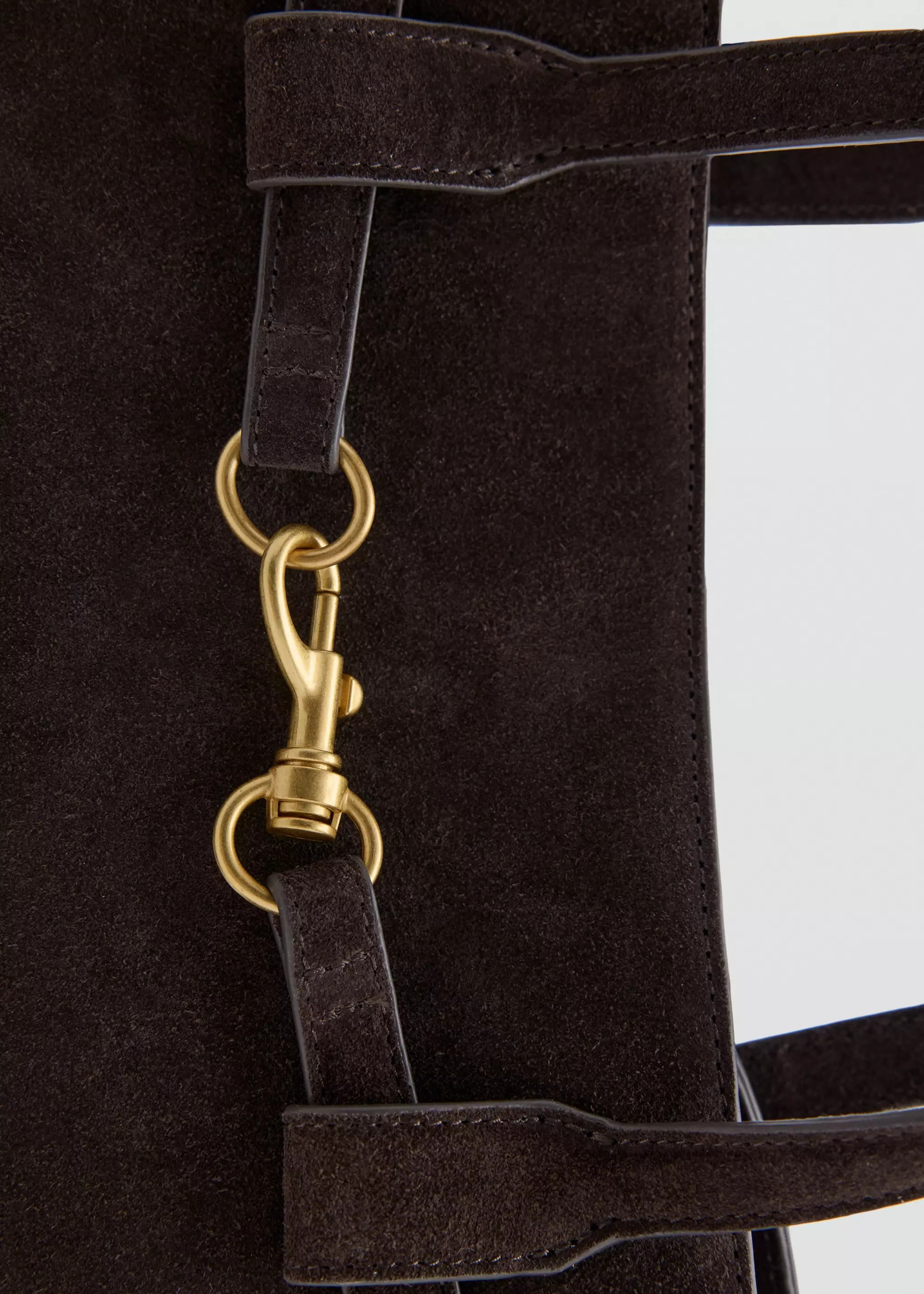 MNG Burgundy Suede Tote Handle Close-Up