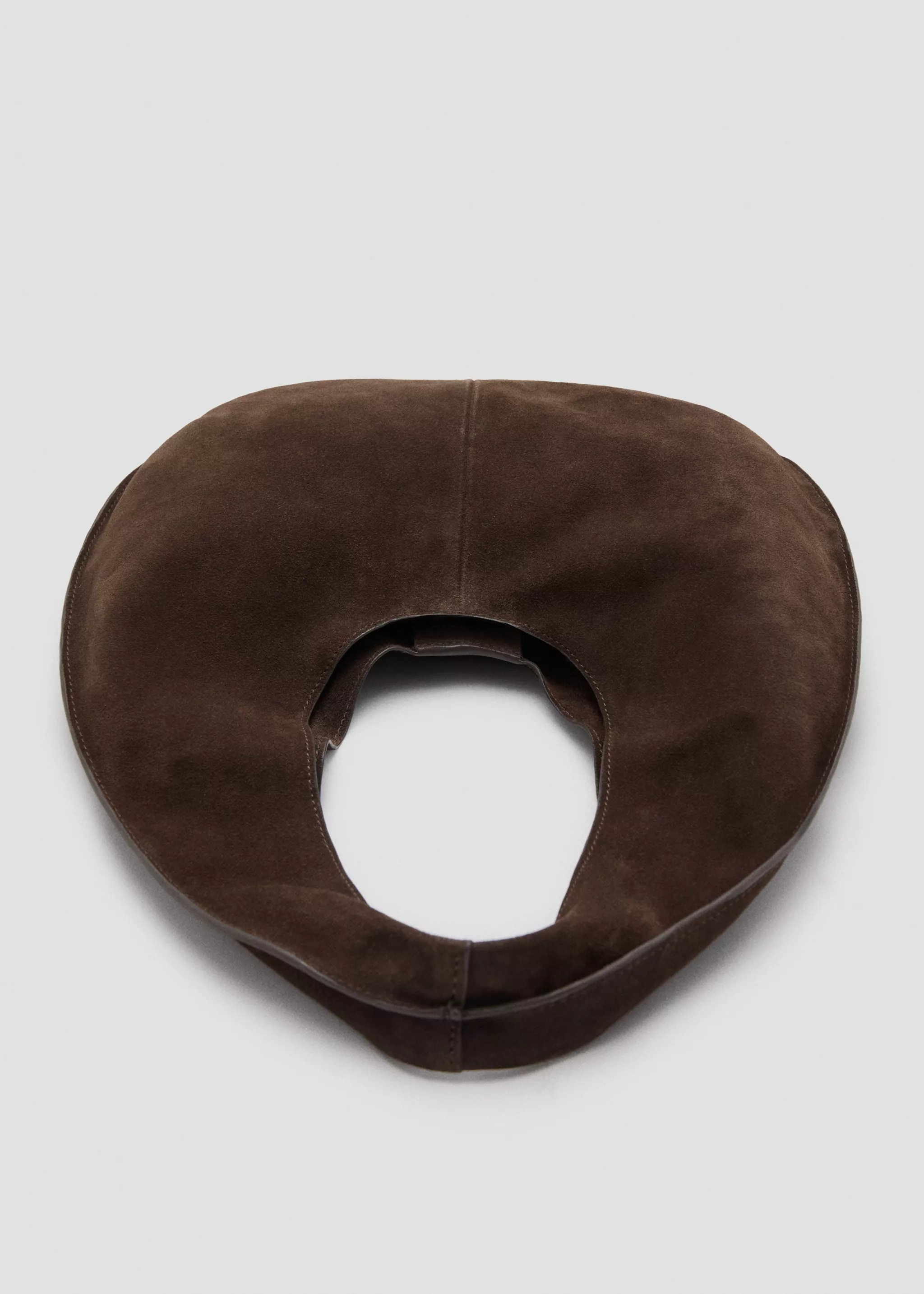 MNG Dark Brown Suede Tote Folded Top View