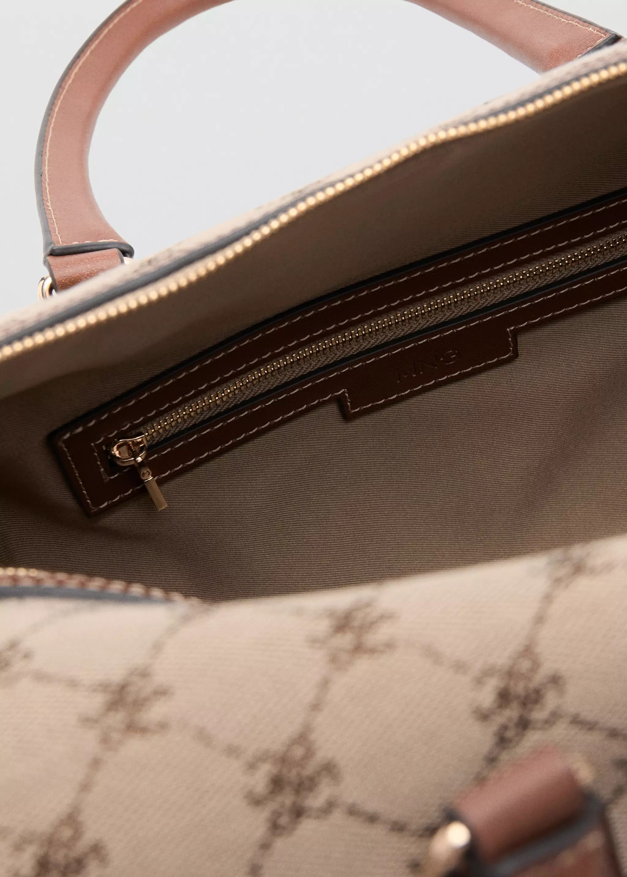 MNG Dark Brown Suede Tote Gold Hook Detail