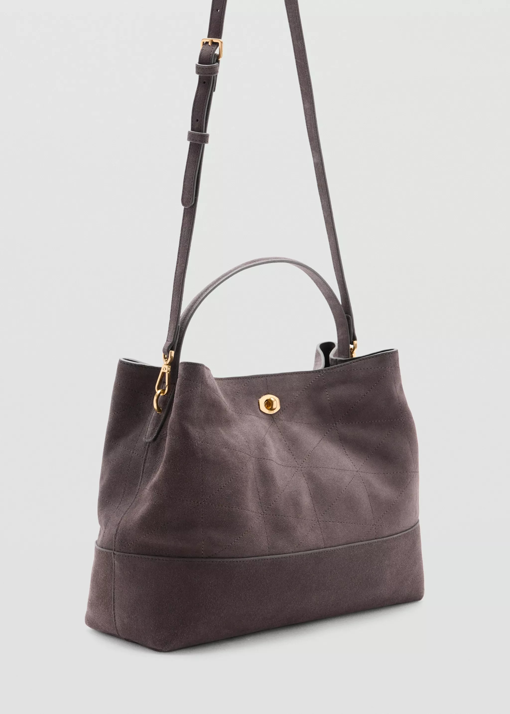 MNG Black Leather Hobo Bag with Gold Ring