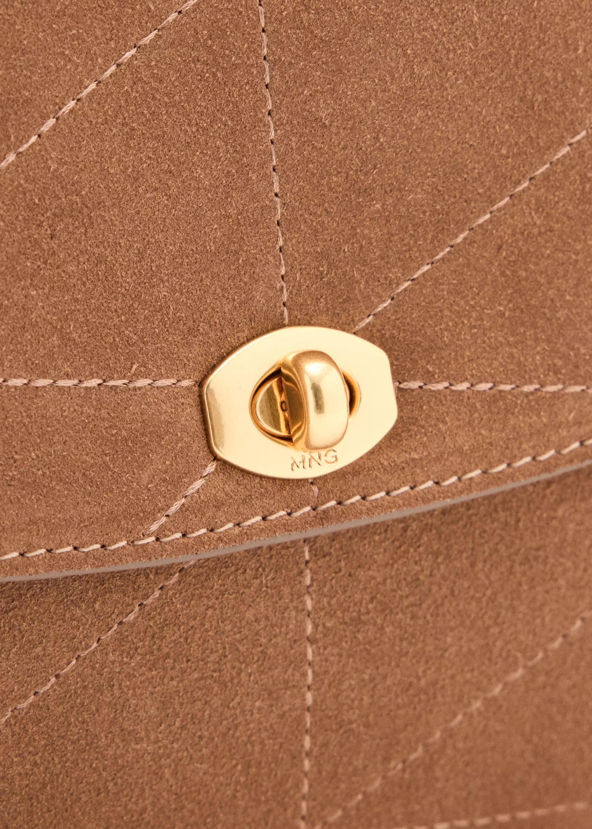 MNG Dark Brown Leather Hobo Interior Zip Detail