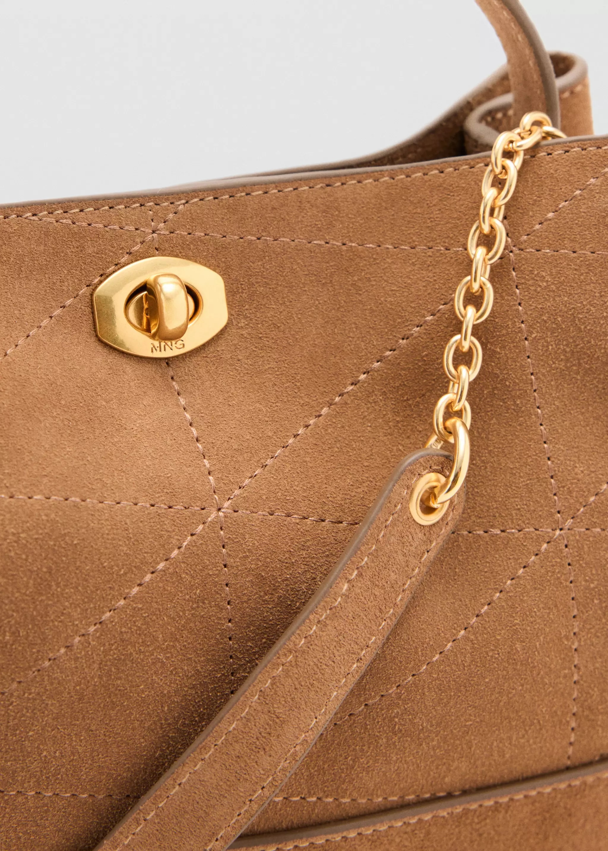 MNG Camel Suede Quilted Flap Interior MNG Stamp