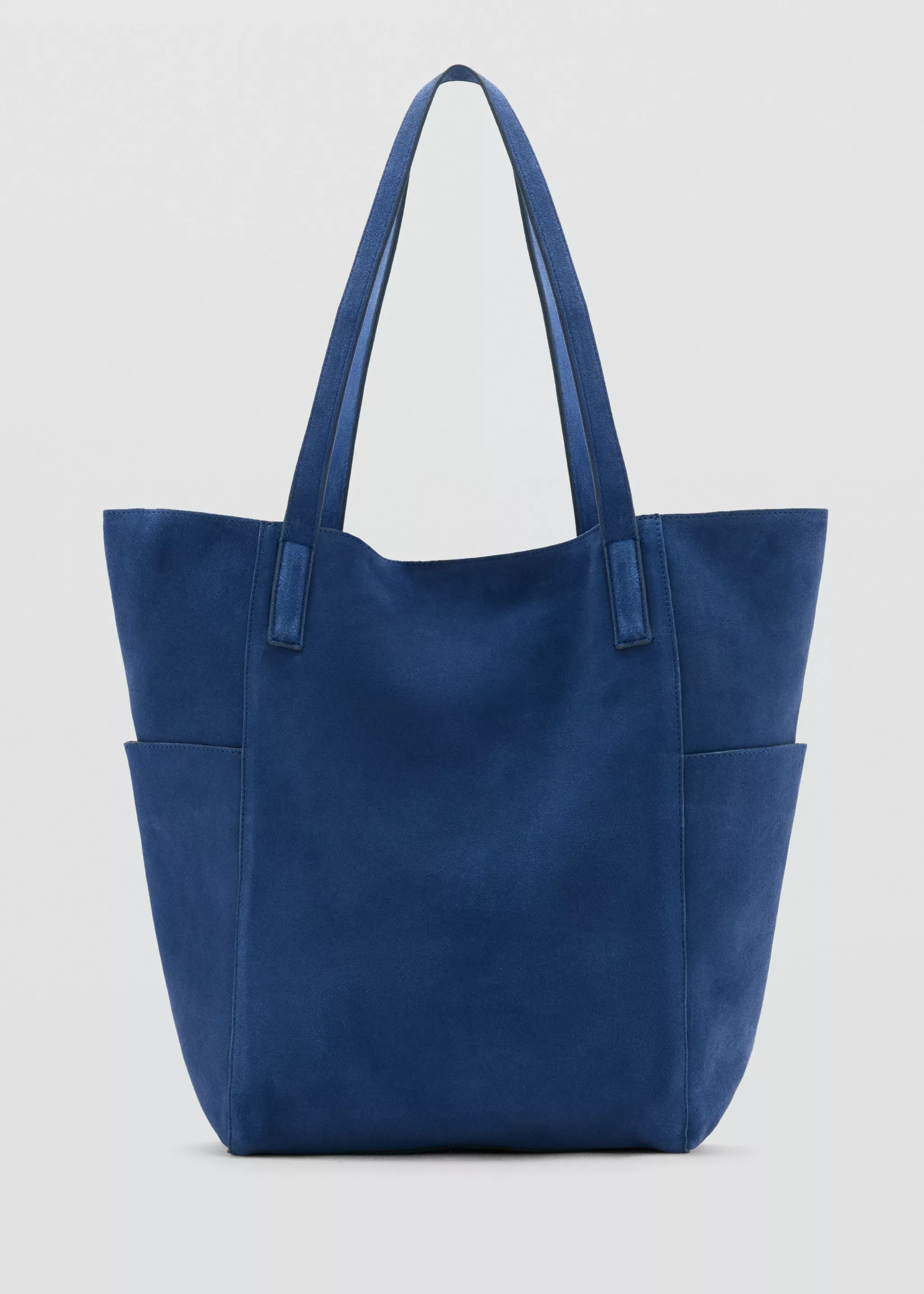 MNG Dark Brown Suede Tote Folded Angled View